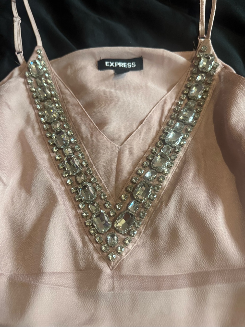 Express Pale Pink Jeweled V-Neck Camisole - Picture 2 of 3